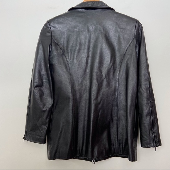 Danier black genuine leather jacket soft zip up motorcycle Bikercore moto in XS - Picture 2 of 15